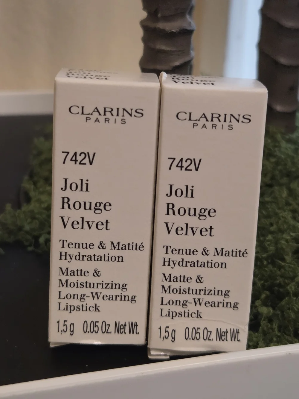 2x Clarins Joli Rouge Velvet Lipstick 742V Joli Rouge Velvet 0.05 oz 1.5g